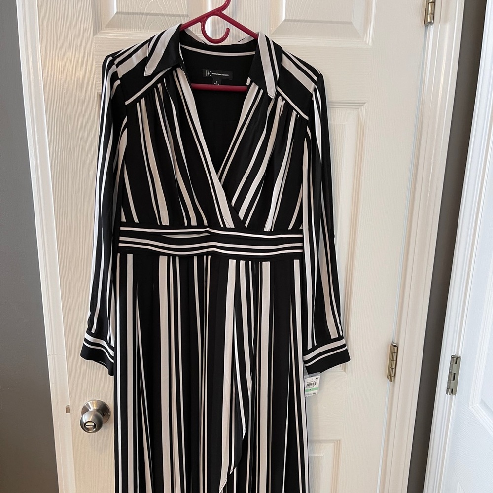 INC long sleeve high low maxi dress